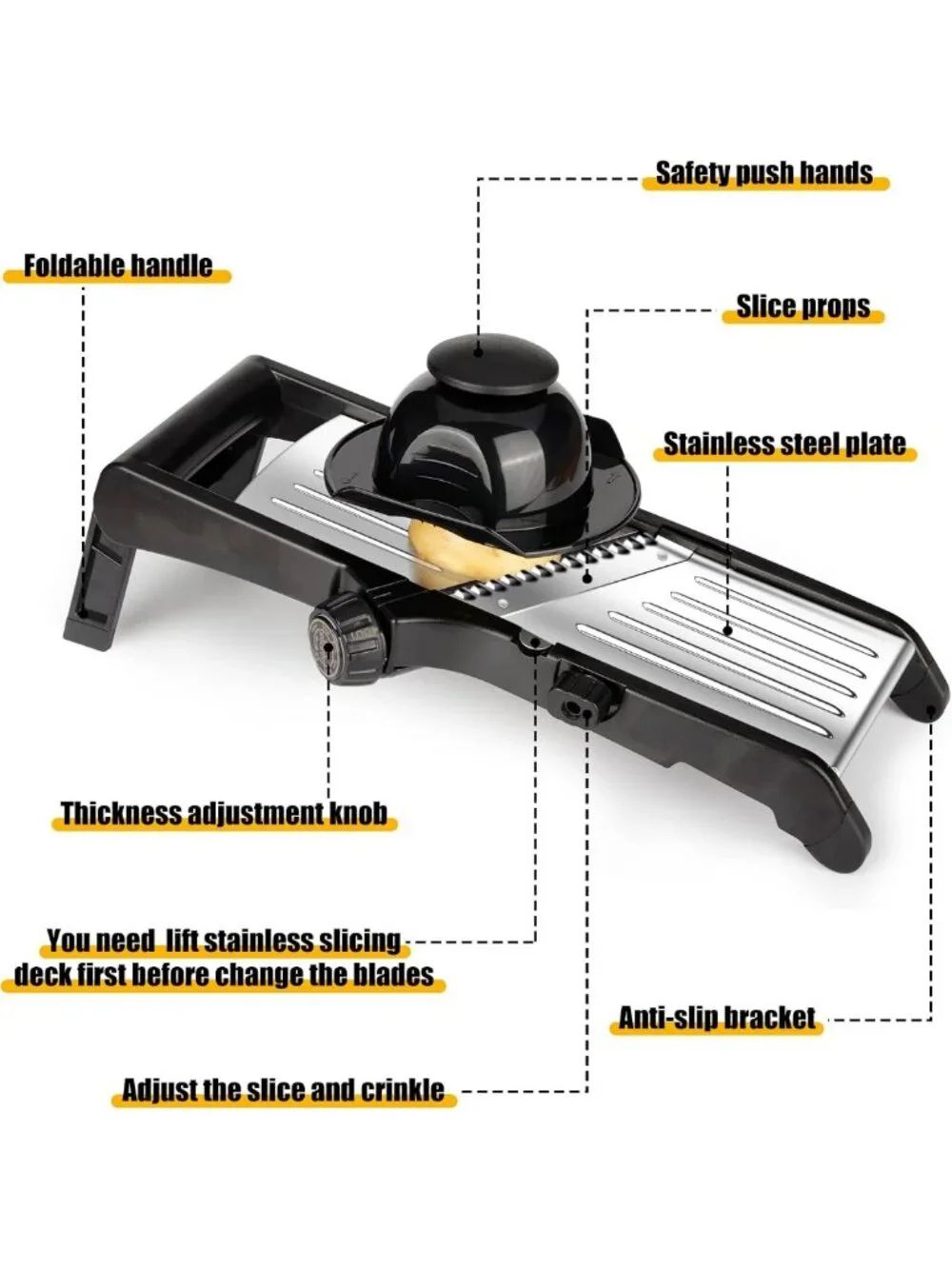 7-in-1 Adjustable Mandoline Slicer | Stainless Steel Vegetable Cutter with